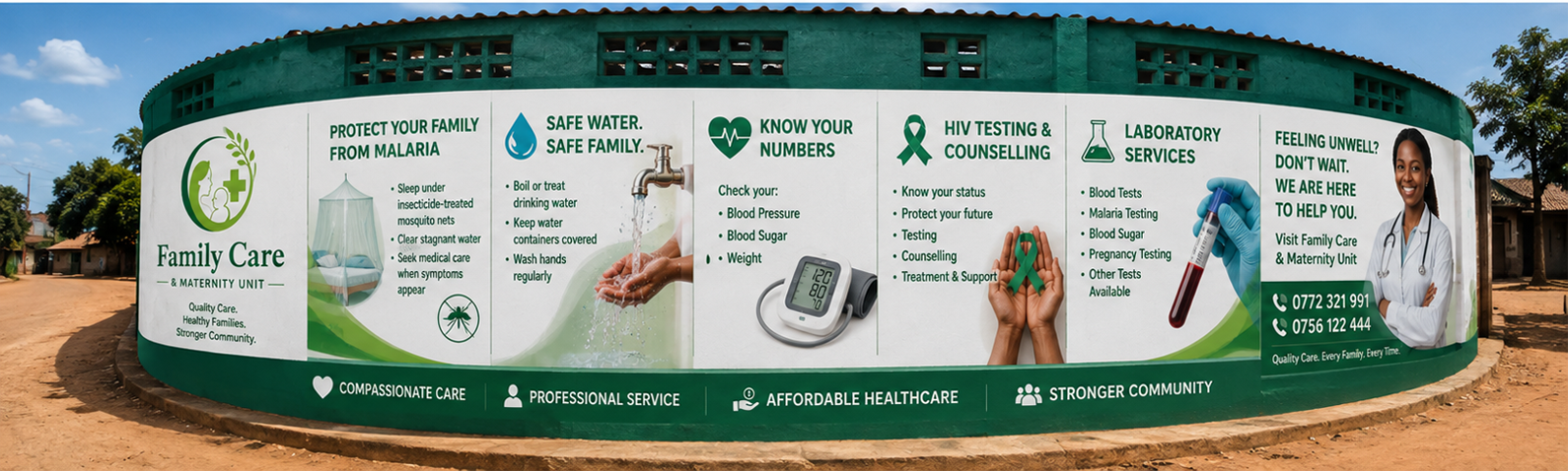 Complete Family Care and Maternity Unit healthcare fence branding